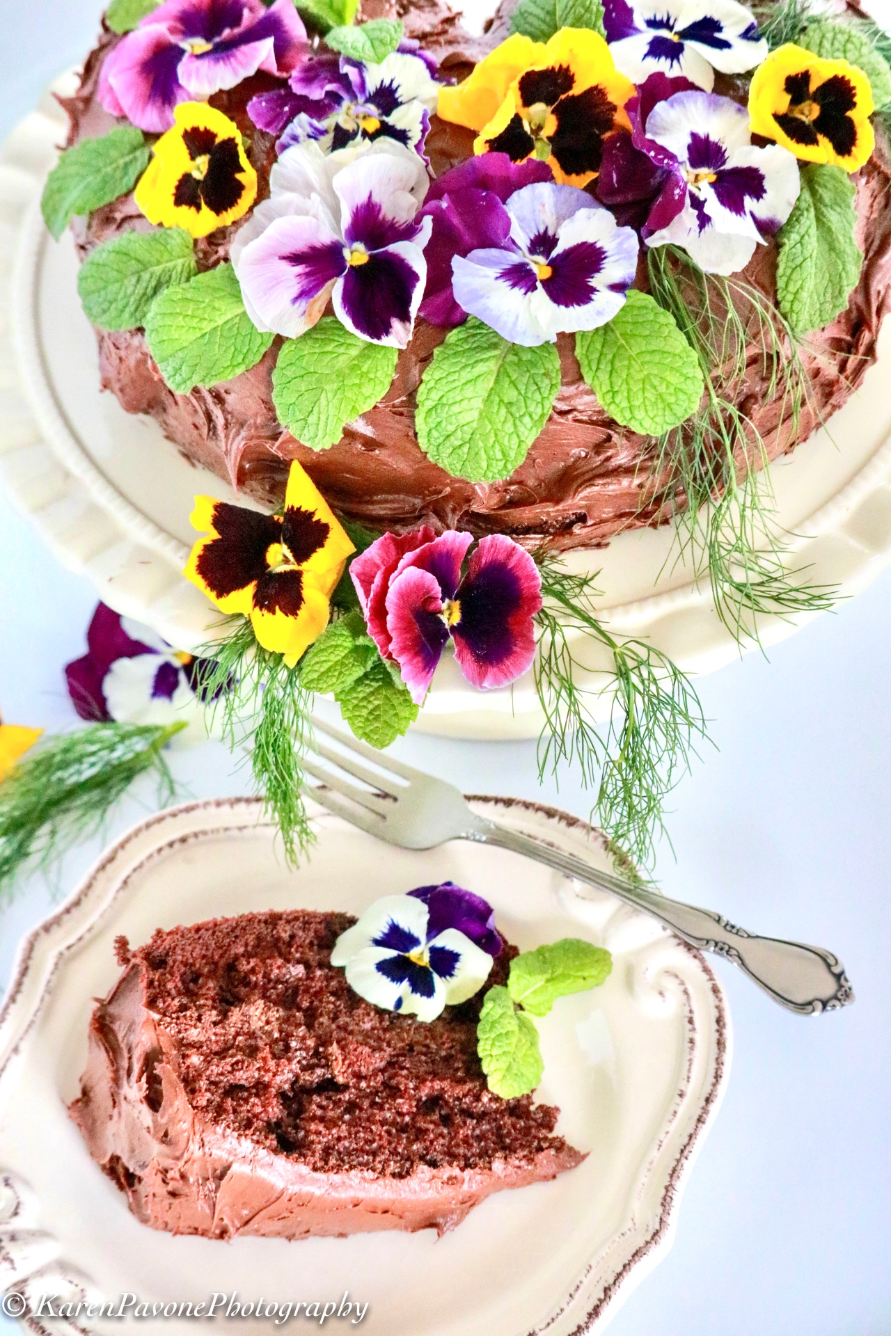 Homemade Chocolate Decadence Cake with Edible Botanicals